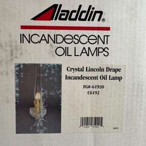 Aladdin Crystal Lincoln Drape Oil Lamp, Indoor Fuel Lamp, Bright, Brass Trim